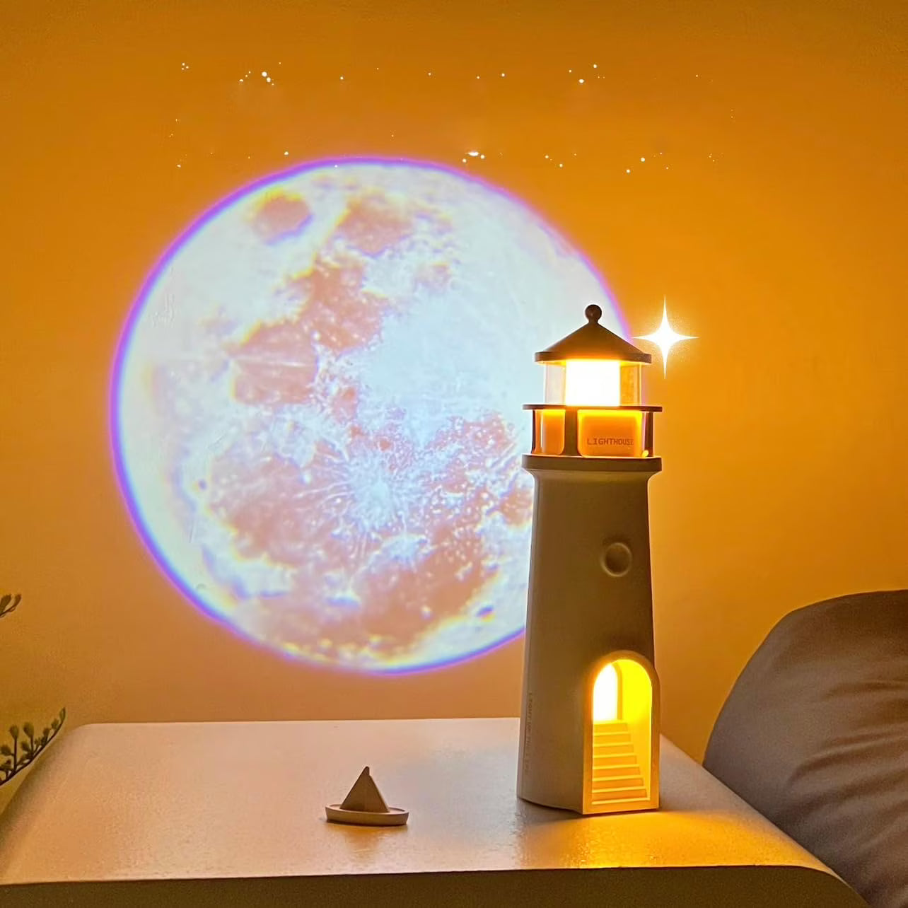EDITION Magique Lampe Phare 4 en 1 (Lumière + Musique + Capteur + Projection)